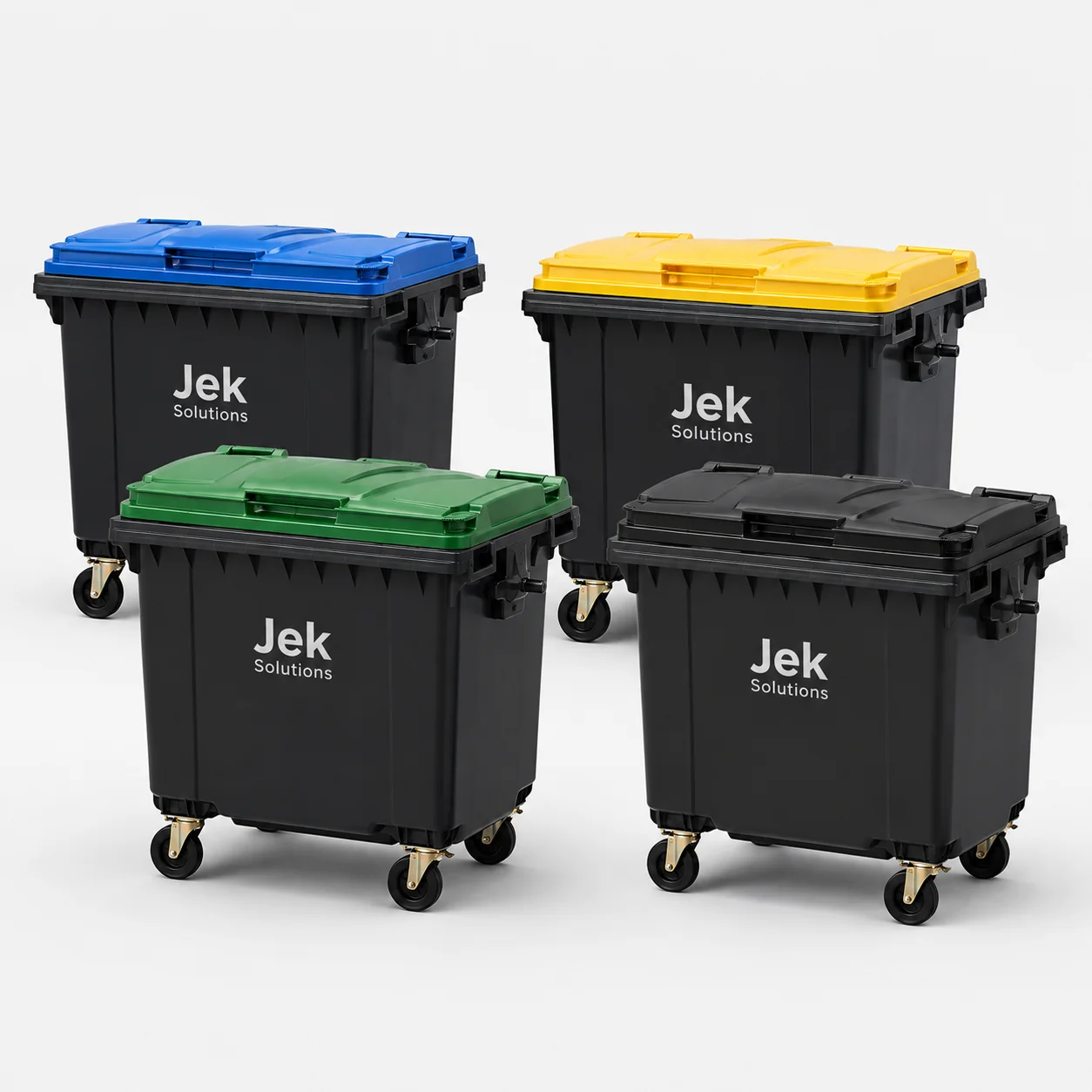 Produit d’entretien JEK Solutions : Conteneurs roulants multicolores